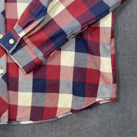 I Joan Red/Blue Plaid Button-Up Shirt Womens Size L 50% Cotton/50% Polyester - Picture 5 of 11